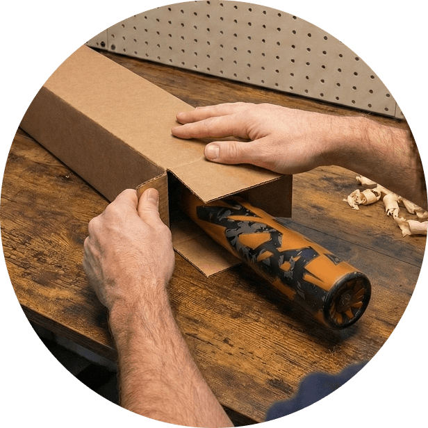 Putting a bat into a shipping box