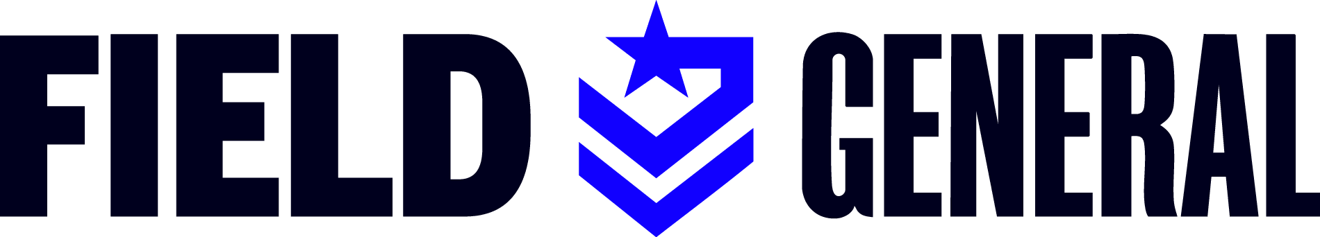 FIELD and GENERAL in dark blue text, separated by a blue star and chevron logo.