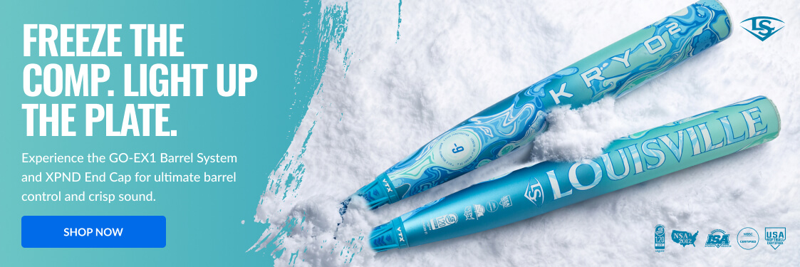 FREEZE THE COMP. LIGHT UP THE PLATE. Text on Louisville Slugger bats. Experience the GO-EX1 Barrel System and XPND End Cap. Shop Now.