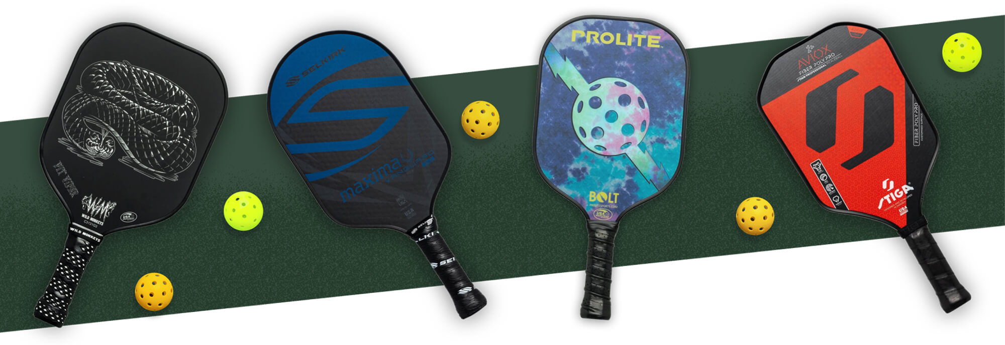 Pickleball paddles and balls