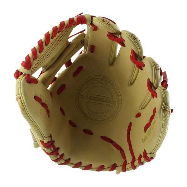 Under Armour Genuine Pro 11.5" Baseball Glove: UAFGGP-1150I Cream | Red: Image #317509