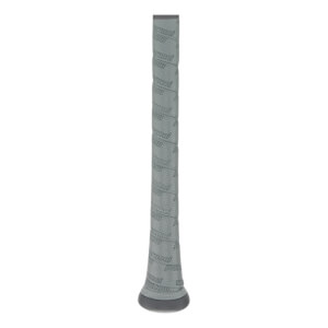 Side view of a gray baseball bat grip with repeating Marucci branding.