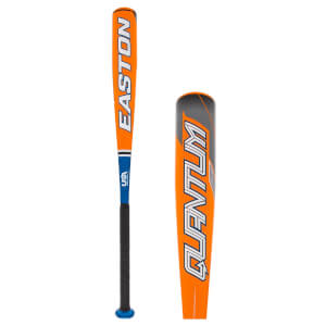 Side view of an orange baseball bat with EASTON and QUANTUM branding.