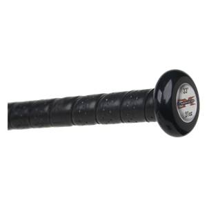 Close-up of a black softball bat grip with MIKEN logo, 33, and 21oz visible.
