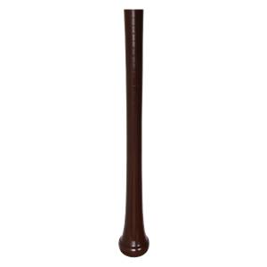 Side view of a brown baseball bat with a smooth finish and flared knob.
