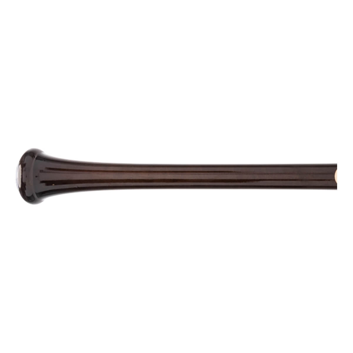 Side view of a brown Marucci AP5 Pro Maple Wood Baseball Bat with a flared knob and grooved barrel.