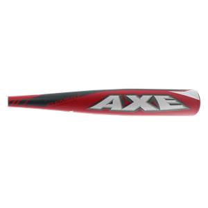 Side view of a red Axe baseball bat with ELEMENT and AXE logos.