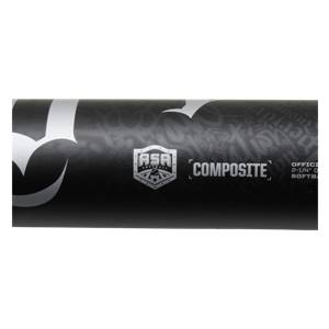 Close-up of a black slow pitch softball bat with ASA and COMPOSITE logos.