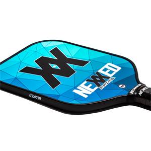 Top-down view of a blue pickleball paddle with black Nexxed logo and Prime text.
