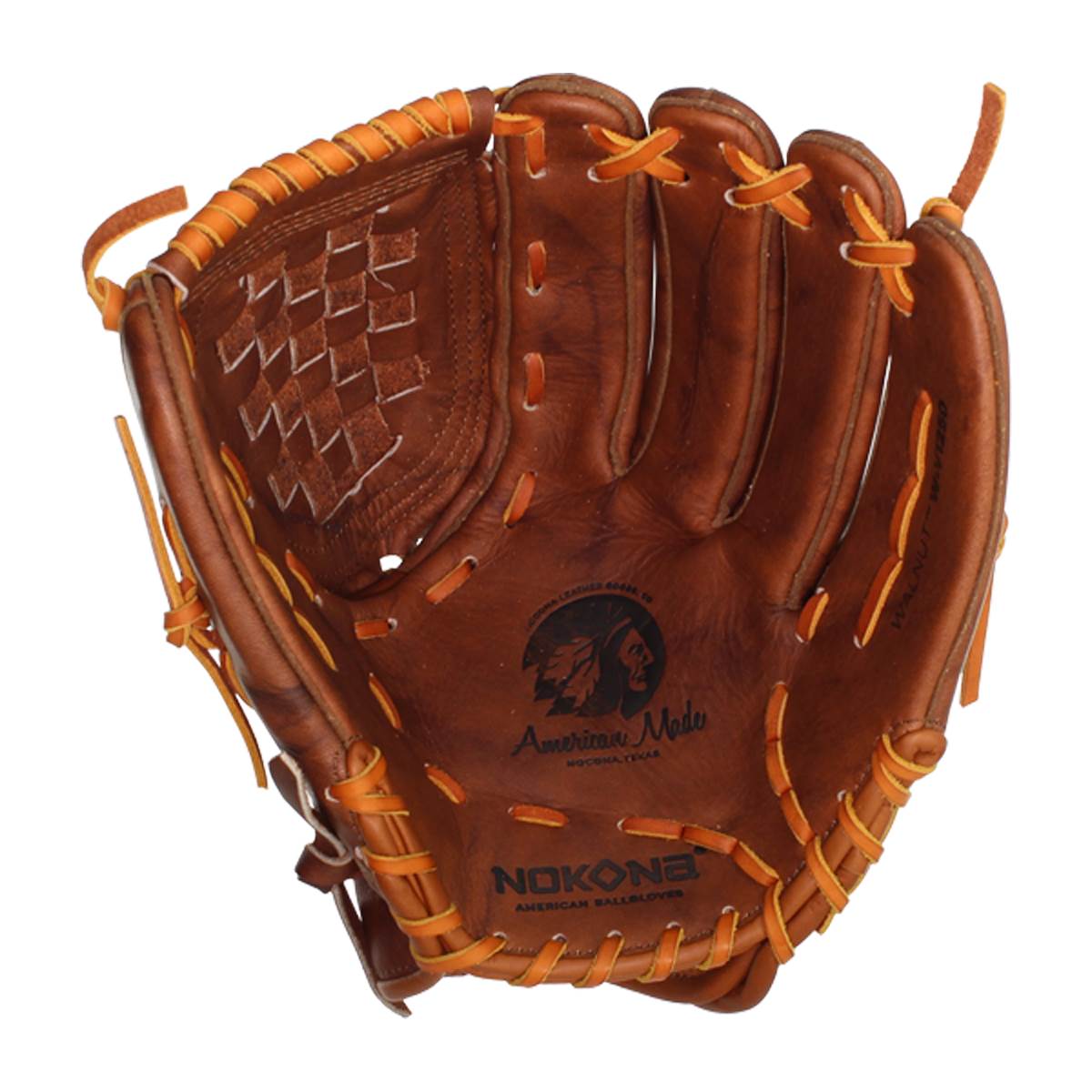 Nokona W-V1250 Handcrafted Walnut Fastpitch Baseball Glove Made in The USA Right Hand Throw Closed Web for Infield and Outfield Positions Adult 12.5 Inch Mitt