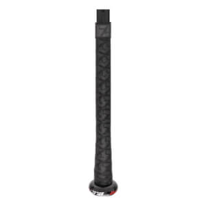 Close-up view of the handle features black textured grip tape and a black knob with white and red SELECT and PWR lettering.