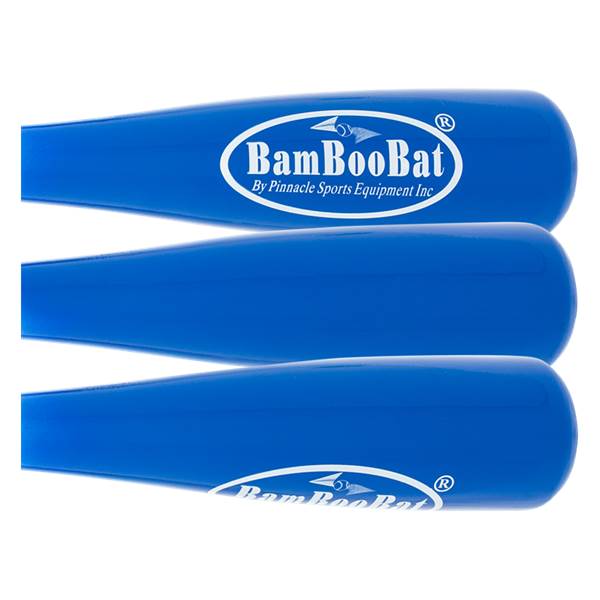 Top-down view of three blue BamBooBats with white logos.