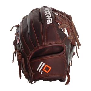 Side view of a brown baseball glove with NOKONA text and 11.5 logo.