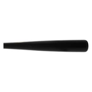 Side view of a black baseball bat with a smooth finish and a gold Sam Bat logo.