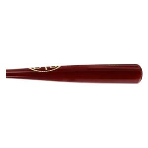 Side view of a dark red baseball bat with a gold DTB logo and text.
