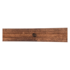 Close-up of a dark brown maple wood baseball bat with visible wood grain and a small black ink dot.
