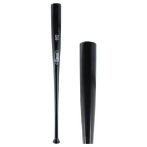 Front view of a black baseball bat with Baum logo and AAA Pro Ash text.