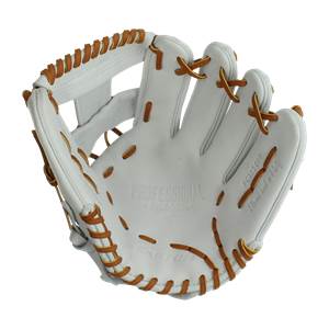 Interior view of a white Easton Professional Collection fastpitch softball glove with tan lacing and PROFESSIONAL text.