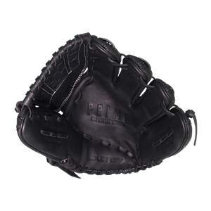 Top-down view of a black softball glove with PRIME and EASTON embossed on the leather.