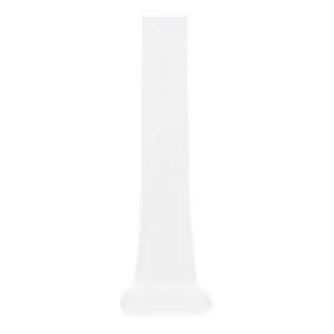 Side view of a white training bat with a flared knob and tapered barrel.