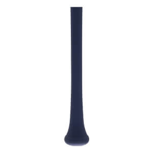 Full-length view of a blue baseball bat with a prominent knob, tapered handle, and smooth finish.