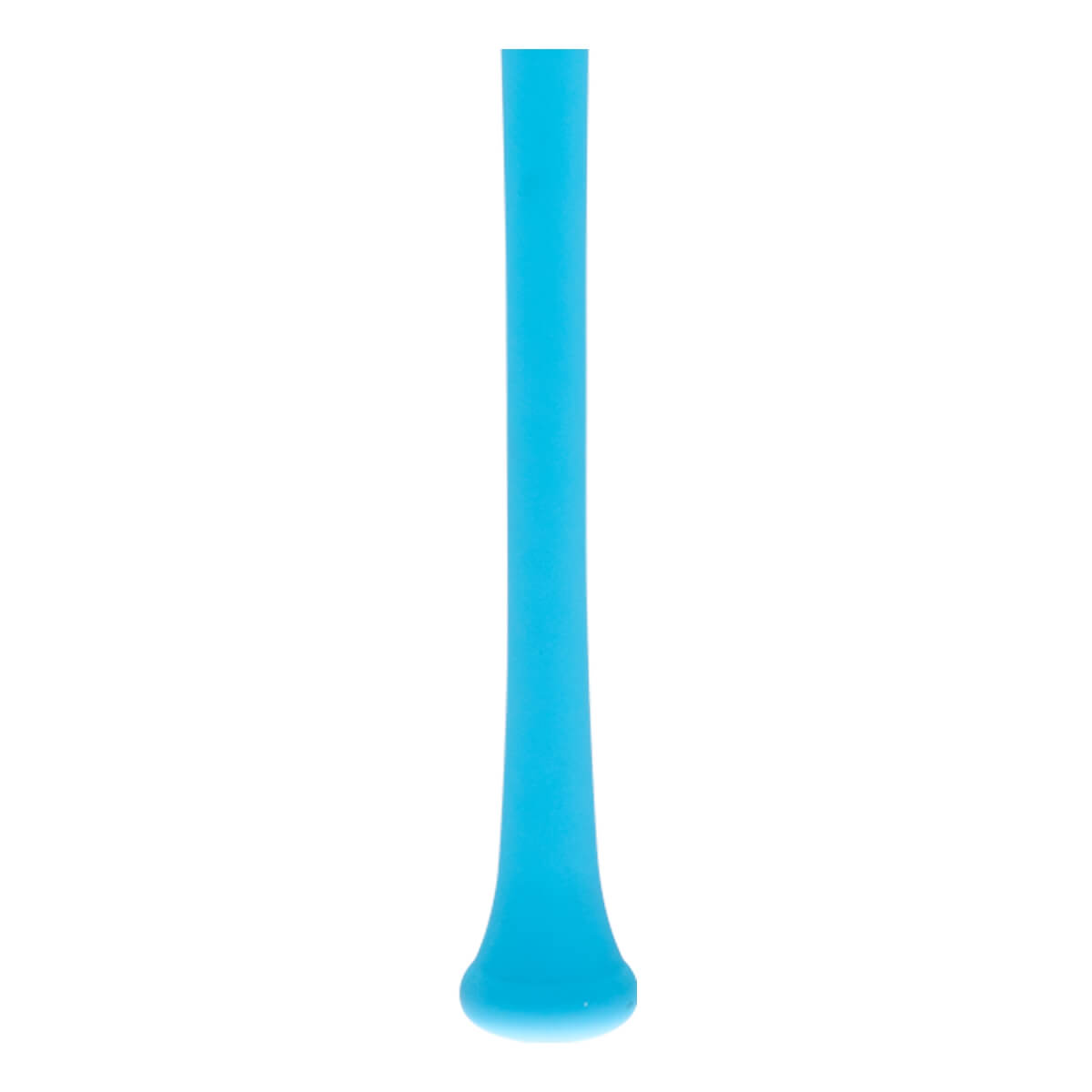 Side view of a light blue baseball bat with a smooth, tapered barrel and a rounded knob.