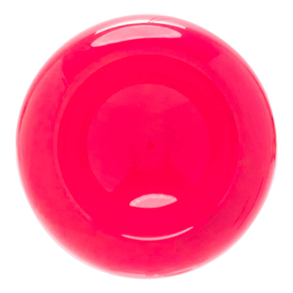Close-up of a bright pink bat end cap with a glossy spherical surface and light reflections.