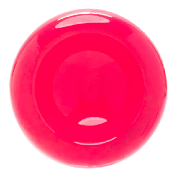 Close-up of a bright pink bat end cap with a glossy spherical surface and light reflections.