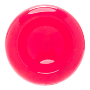 Close-up of a bright pink bat end cap with a glossy spherical surface and light reflections.