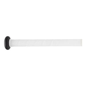 Side view of a white baseball bat grip with a black knob and textured diamond pattern.