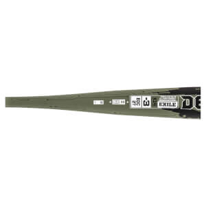 Side view of a green baseball bat with circuit board pattern, showing "EXILE" and "X14 ALLOY".