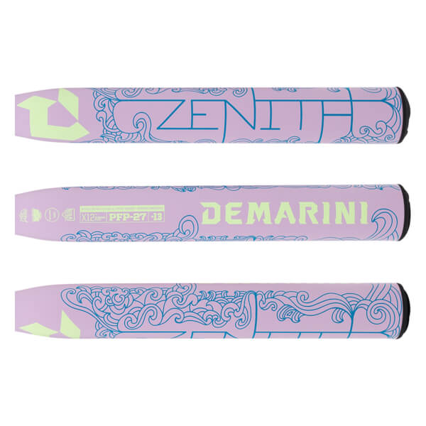 Side view of the '2027 DeMarini Zenith -13 Fastpitch Softball Bat' showing the "DEMARINI" logo and "ZENITH" text.