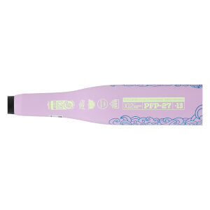 Side view of a purple softball bat with blue wave accents and text reading "PFP-27 -13".