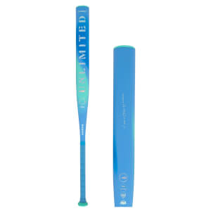 Front view of a blue and green baseball bat with "UNLIMITED" and "GHOST" text, and a blue bat with "I am a Force of Nature" text.