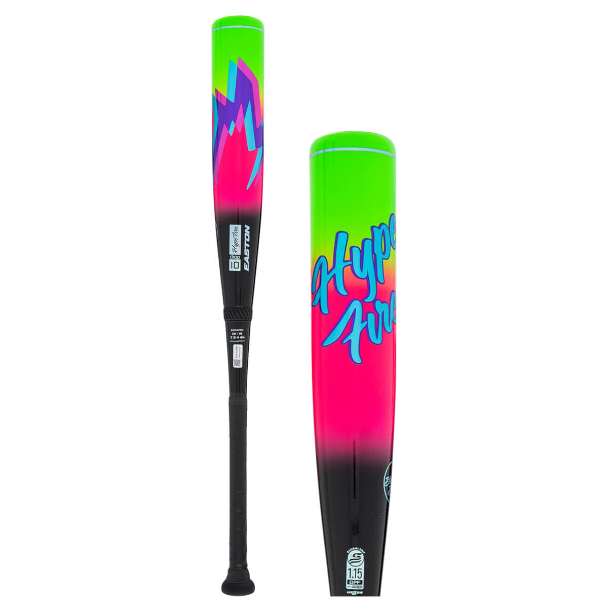 Neon green, pink and blue 2027 Easton Hype Fire -10 USSSA baseball bat product photo