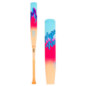 Side view of a baseball bat with "EASTON" and "USA BASEBALL" logos, featuring a gradient of peach to pink to blue.