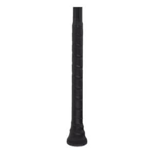 Close-up of a black grip with a textured spiral pattern and a black end cap.