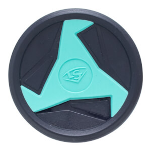 Top-down view of a dark gray bat end cap with a teal accent and the LS logo.