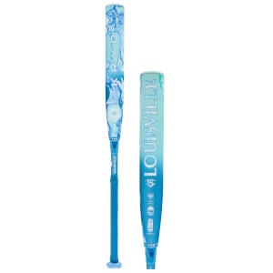 Front view of a Louisville bat with a blue marble pattern and "RYD2" text.