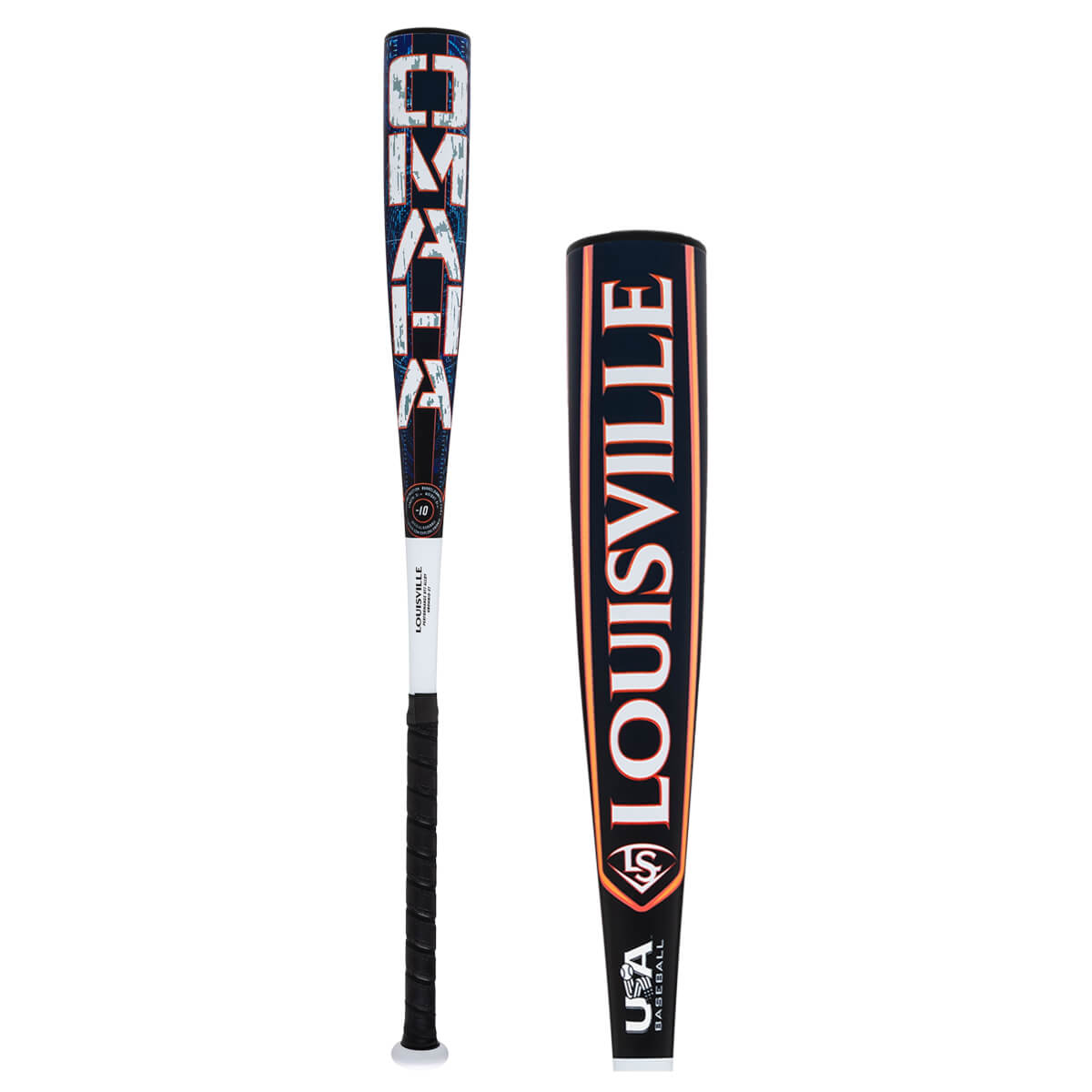 Blue, black and white 2027 Louisville Slugger Omaha -10 USA baseball bat product photo