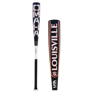 Front view of a Louisville baseball bat with "ORCA" and "USA BASEBALL" text.
