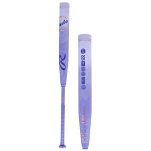 Front view of a purple baseball bat with a "falo" logo and a Rawlings "R" logo.