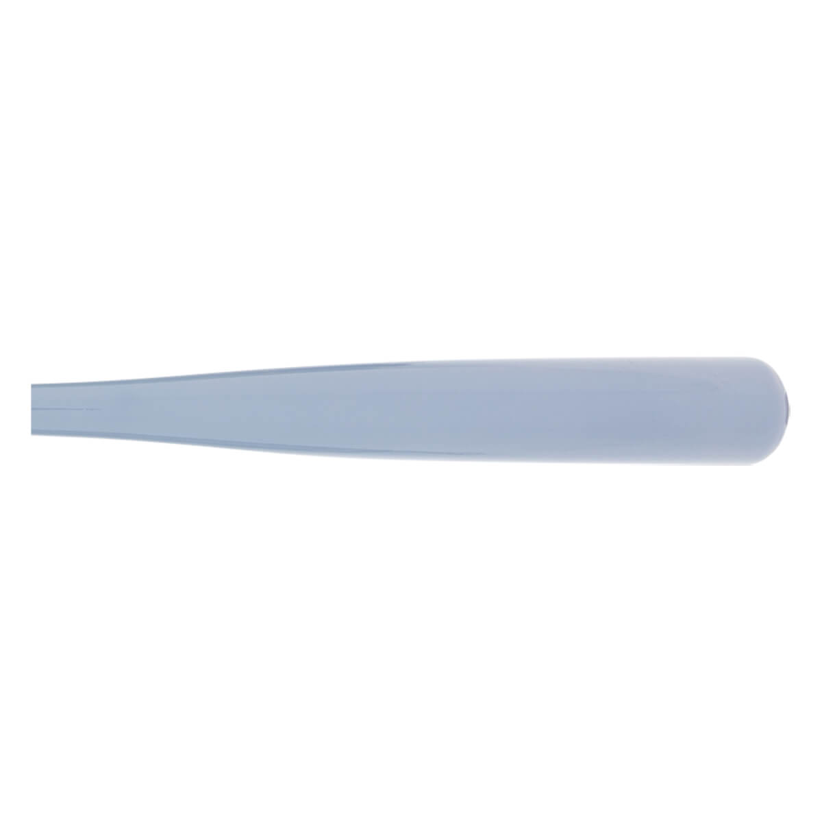 Side view of a light blue baseball bat with a smooth barrel and tapered handle.