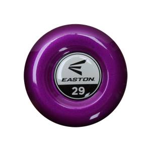 End view of a purple Easton bat with the number 29 and Easton logo.