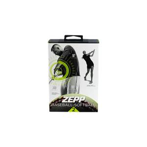 Front view of a Zepp Baseball-Softball 2 box with graphics of baseball players and swing data.