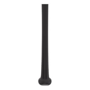 Close-up view of the matte black tapered handle and rounded knob at the base of the bat.