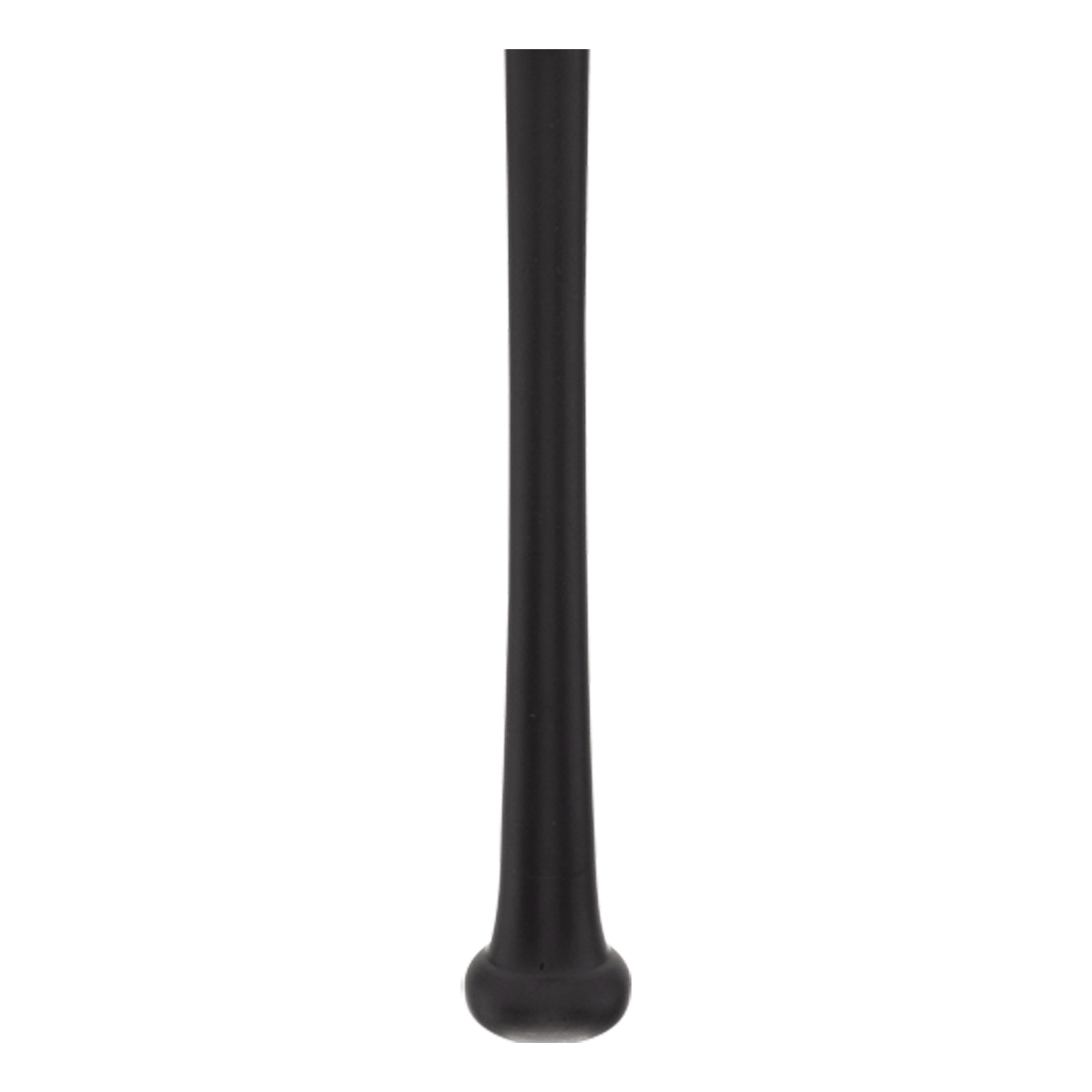 Side view of a black, cylindrical object with a rounded end.