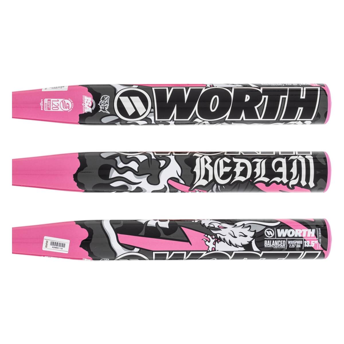 Worth Bedlam 13.5" Balanced USSSA Slow Pitch Softball Bat: WSU5PMBB: Image #454131