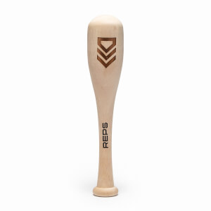 Light wooden mallet for breaking in gloves, featuring a D-shaped logo and REPS printed vertically on the handle.
