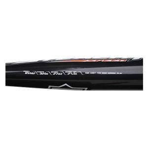 Side view of a black baseball bat with STEALTH SPEED and model/size details.